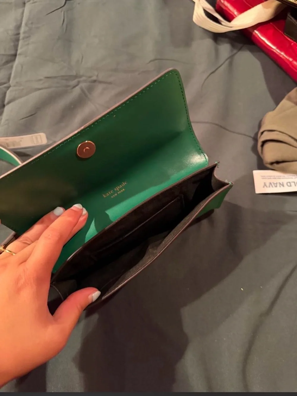 kate spade Green Leather Crossbody Belt Bag with Tan Strap. Size L/XL